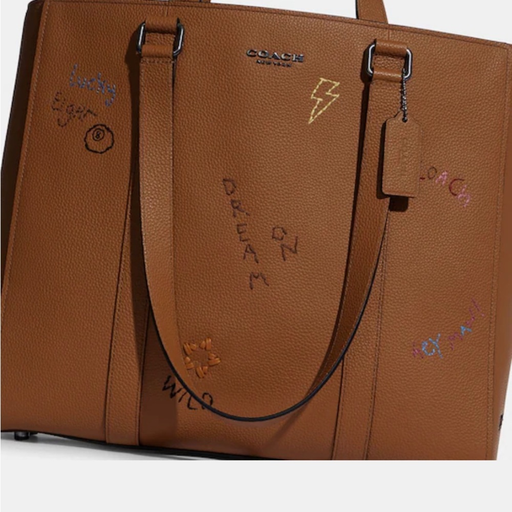 Hudson Double Handle Tote With Diary Embroidery.